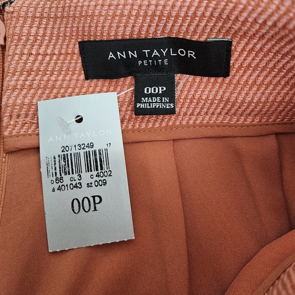 Ann Taylor Straight Pencil Skirt Coral Tweed Zip Back Petite 00P - Picture 5 of 7
